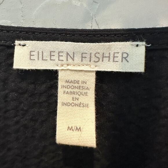 EILEEN FISHER | Black Sleeveless Organic Cotton Ruffle Hem Dress | Medium - Picture 5 of 6
